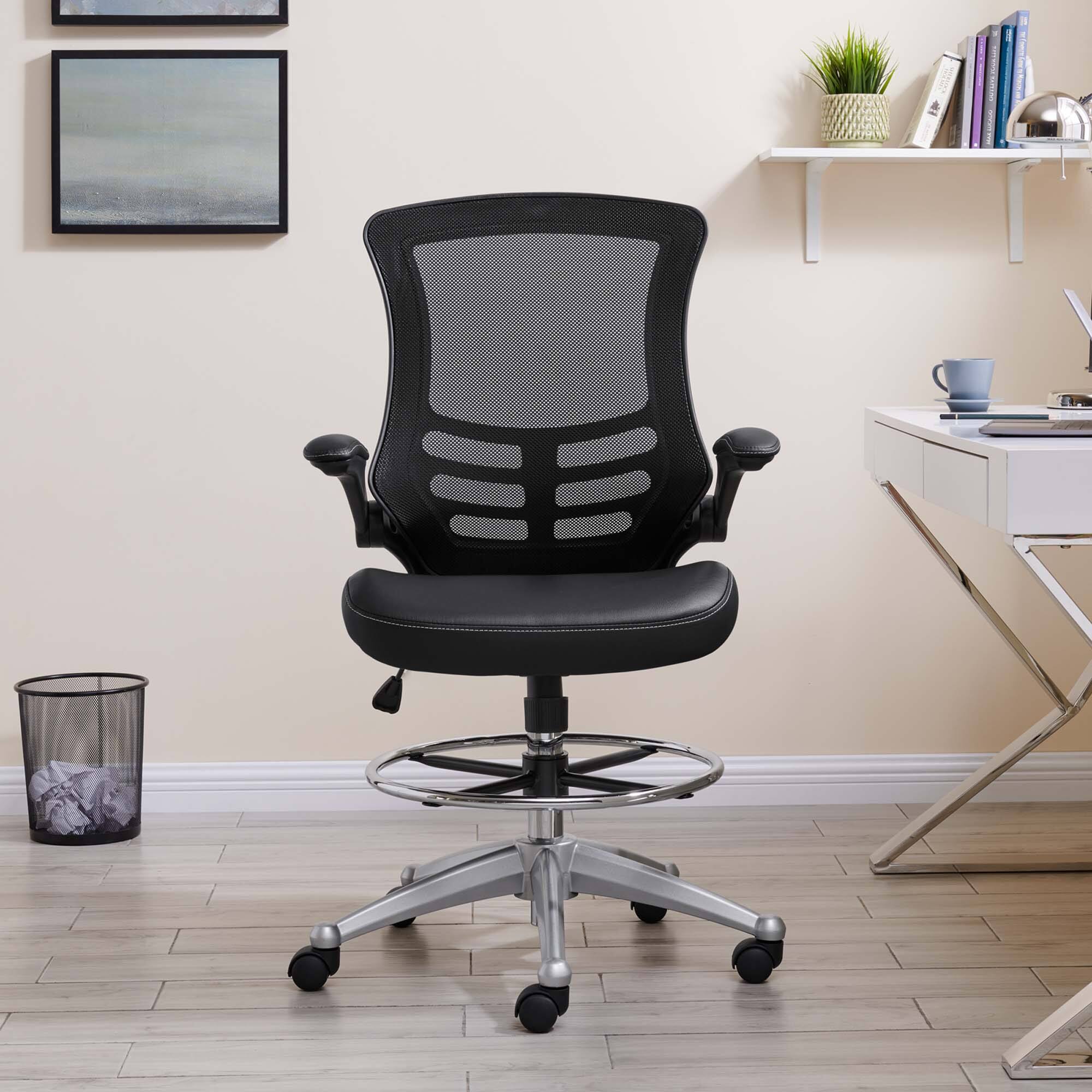 Alt View 7. Modway - Attainment Vinyl Drafting Chair by Modway - Black.