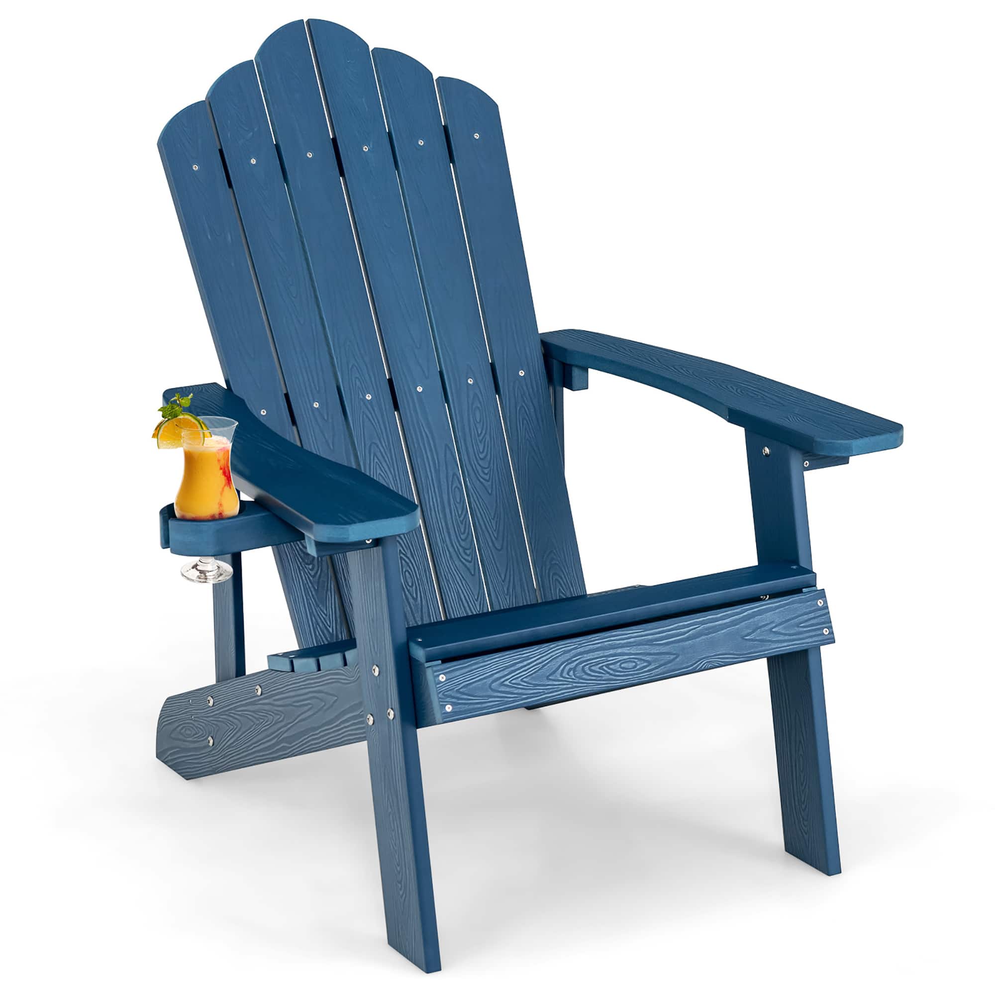 Costway - Patio HIPS Adirondack Chair with Cup Holder Weather Resistant Outdoor 380 LBS - Navy price history on PriceWatchPro