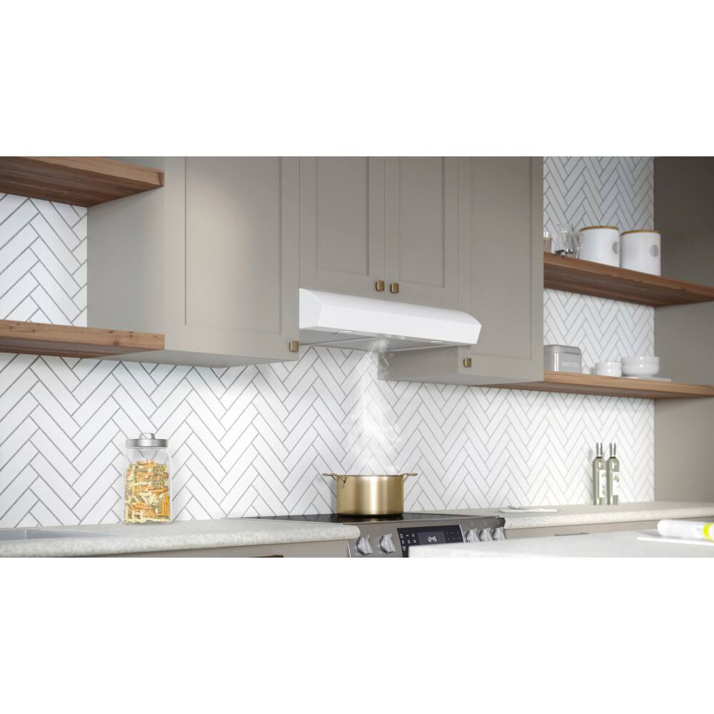 Alt View 12. Broan - Broan-NuTone 30-Inch Under Cabinet Range Hood, ENERGY STAR, 350 Max Blower CFM - White.