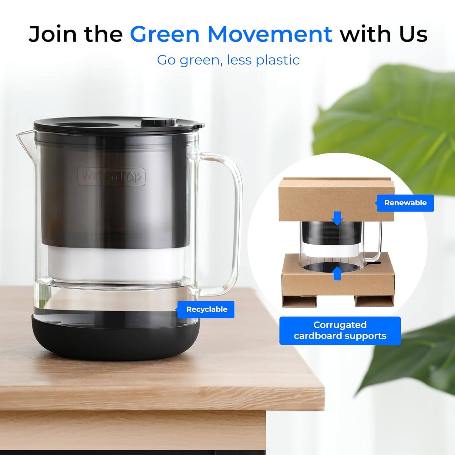 Join the Green Movement with Us  
Go green, less plastic  

- Renewable  
- Recyclable  
- Corrugated cardboard supports