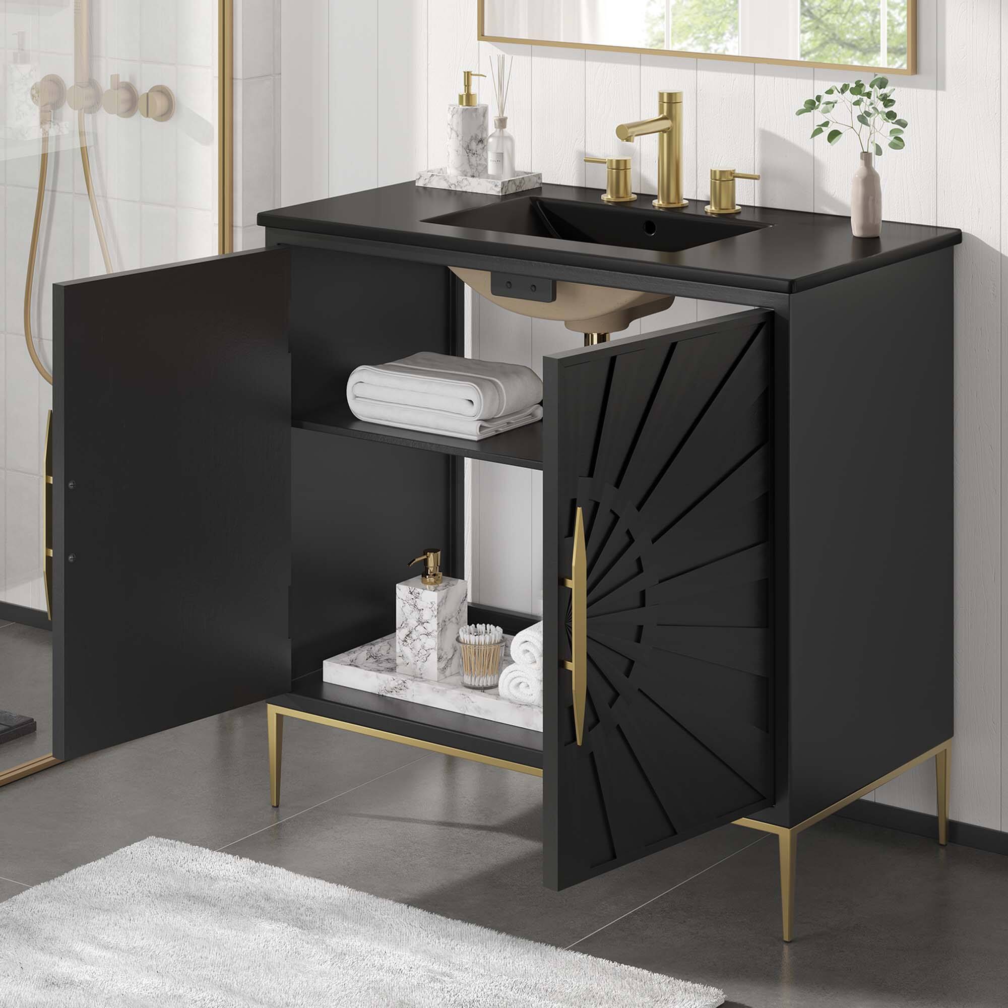 Alt View 1. Modway - Awaken Bathroom Vanity Basin Included by Modway - Black Black.