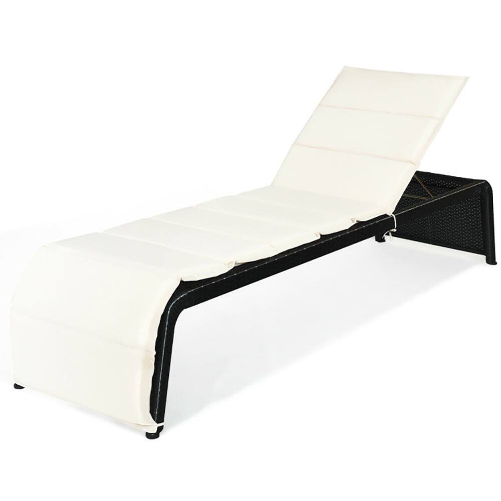 Alt View 4. Kadyn - Outdoor Chaise Lounge Chair, Patio Rattan Lounge Chair Back Adjustable Chaise Recliner - White.