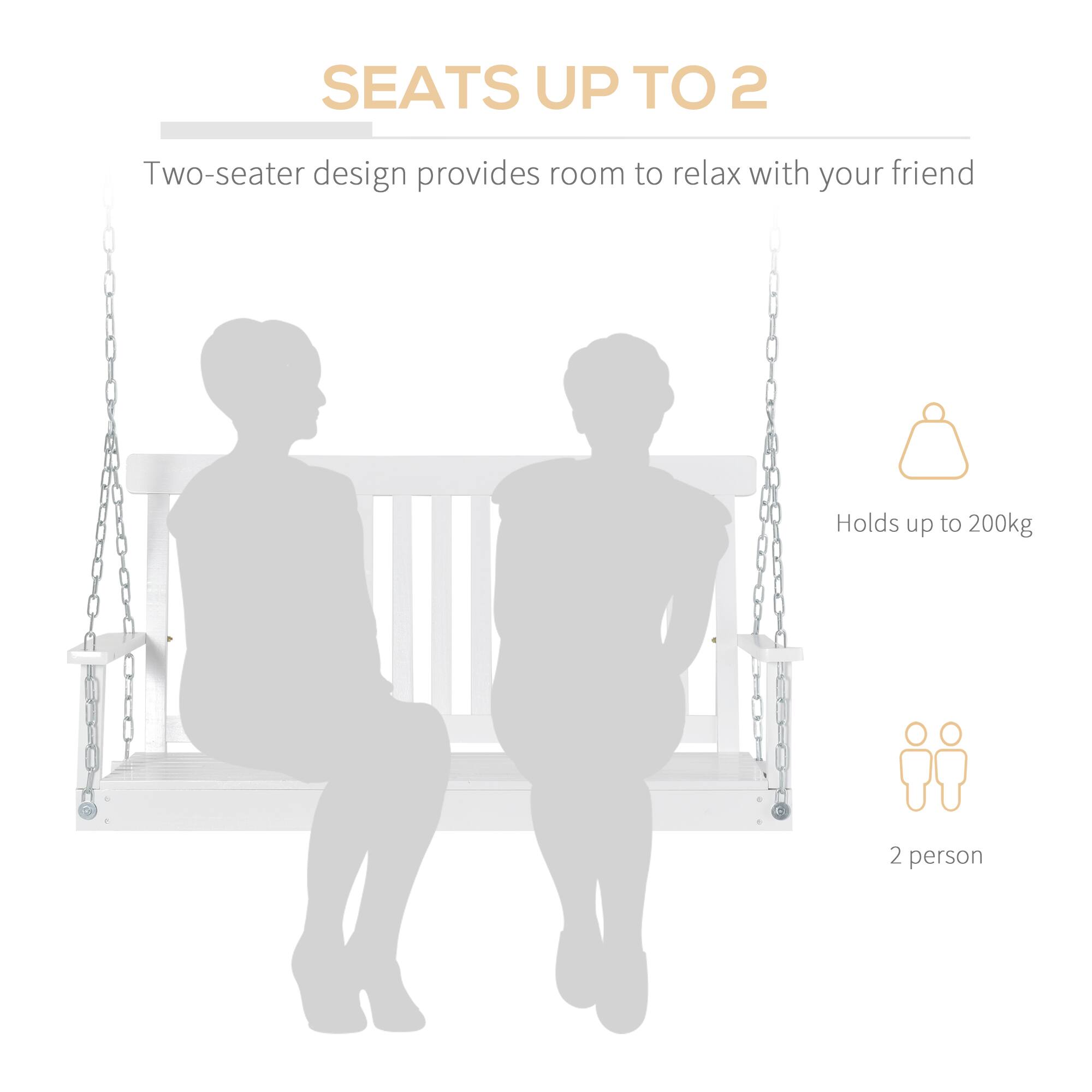 SEATS UP TO 2
Two-seater design provides room to relax with your friend
Holds up to 200kg
2 person