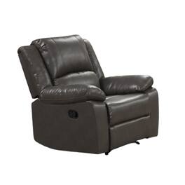 Manhattan Lane - Lizzy Manual Glider Recliner Chair, Pillow Arms, Solid Wood, Leather - Gray