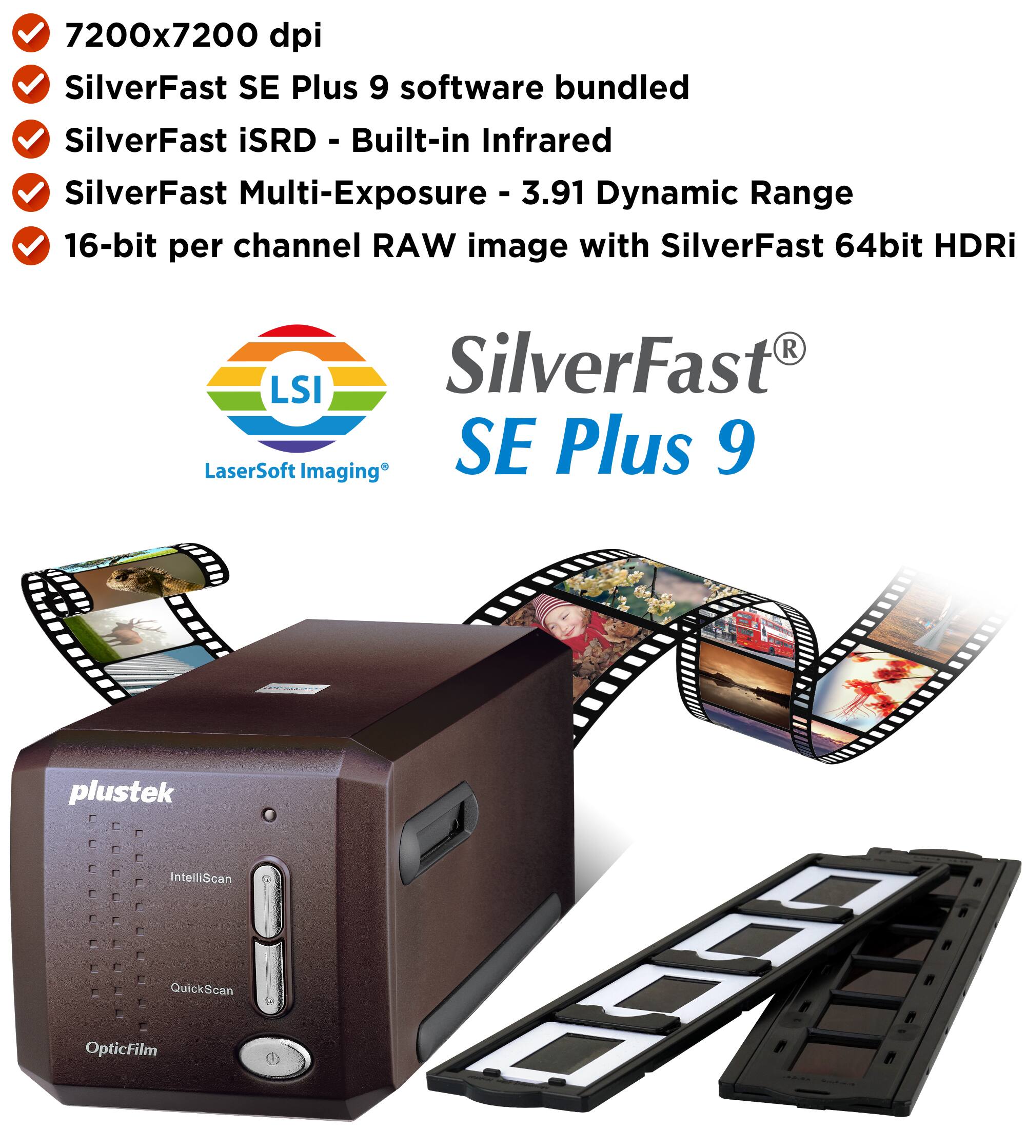 Plustek OpticFilm 8300i SE 35mm Film Scanner + SilverFast SE Plus