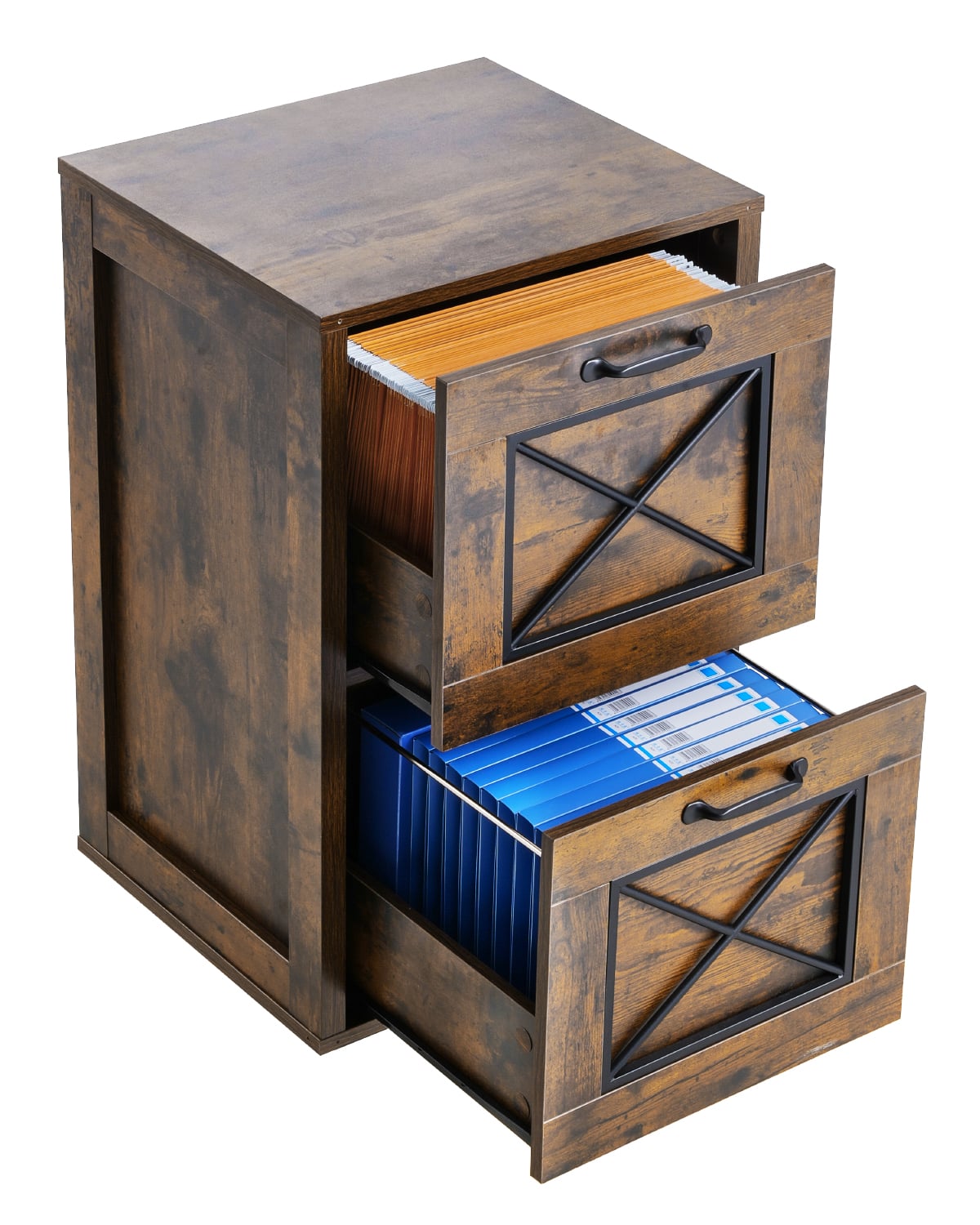 VEVOR - 2 Drawer File Cabinet, Vertical Filing Storage Cabinets for Home Office, Heavy-Duty Cabinet - Burnt Wood
