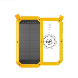 Kitcheniva - Mini Solar Power Bank 10,000mAh Wireless Charging With LED Flood Light - Yellow