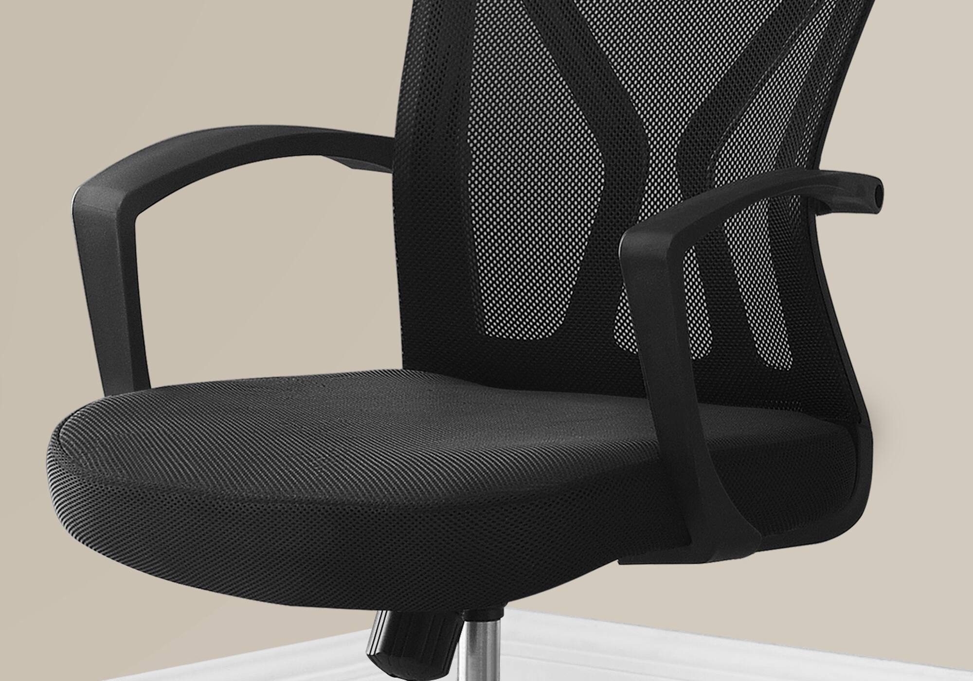 Back. TinyHomie - Black Mesh Chrome Metal Contemporary Ergonomic Office Chair Adjustable Height - Black.