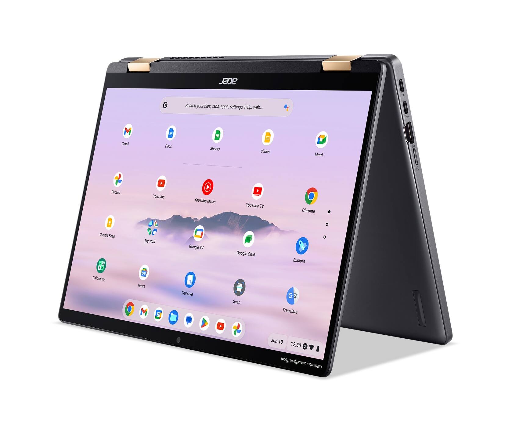 Alt View 7. Acer - Chromebook Plus Spin 714 Laptop with Google AI – 14" WUXGA Touch - Intel Core Ultra 5 115U – 8GB LPDDR5 – 256GB SSD - Steel Gray.