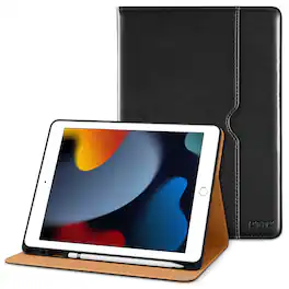 DTTO - Case for iPad 9th/8th/7th Generation 10.2 Inch 2021/2020/2019, Premium Leather Folio Stand - Auto Wake/Sleep - Black
