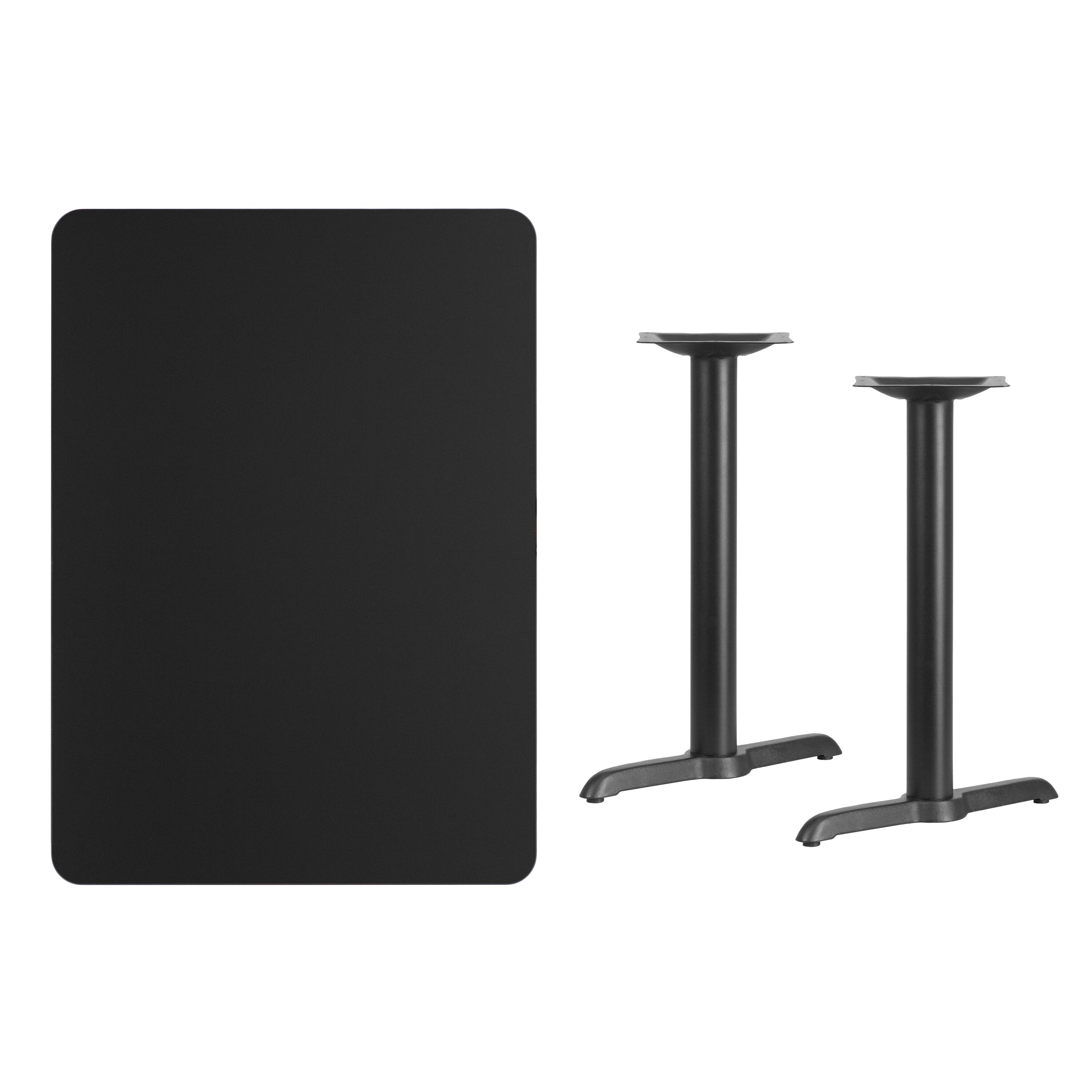 Alt View 2. Emma + Oliver - 30"x42" Rectangular Laminate Table with 5"x22" Table Height Bases - Black.