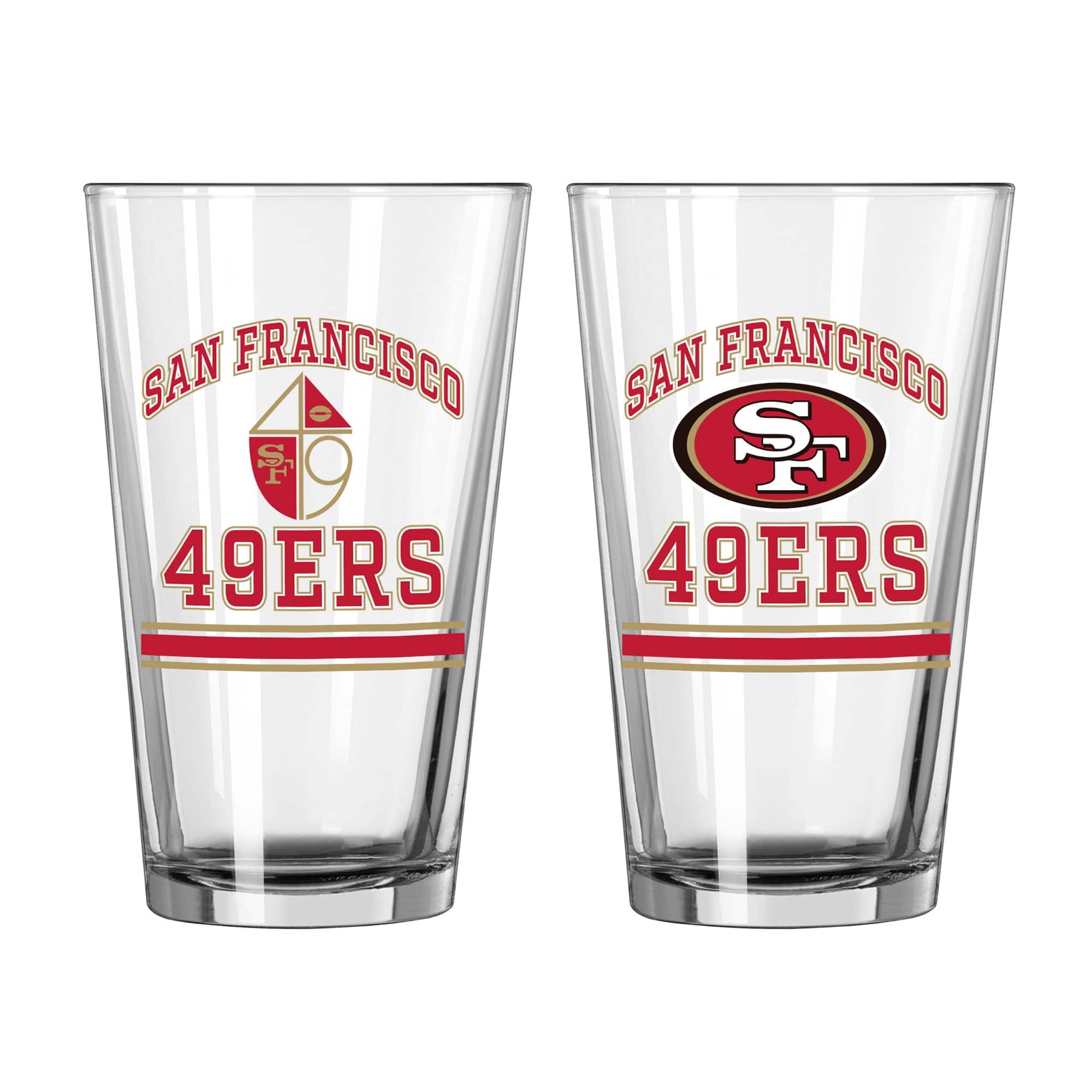 Logo Brands - San Francisco 49ers 16oz. Pint Glass Two Pack - Multicolor