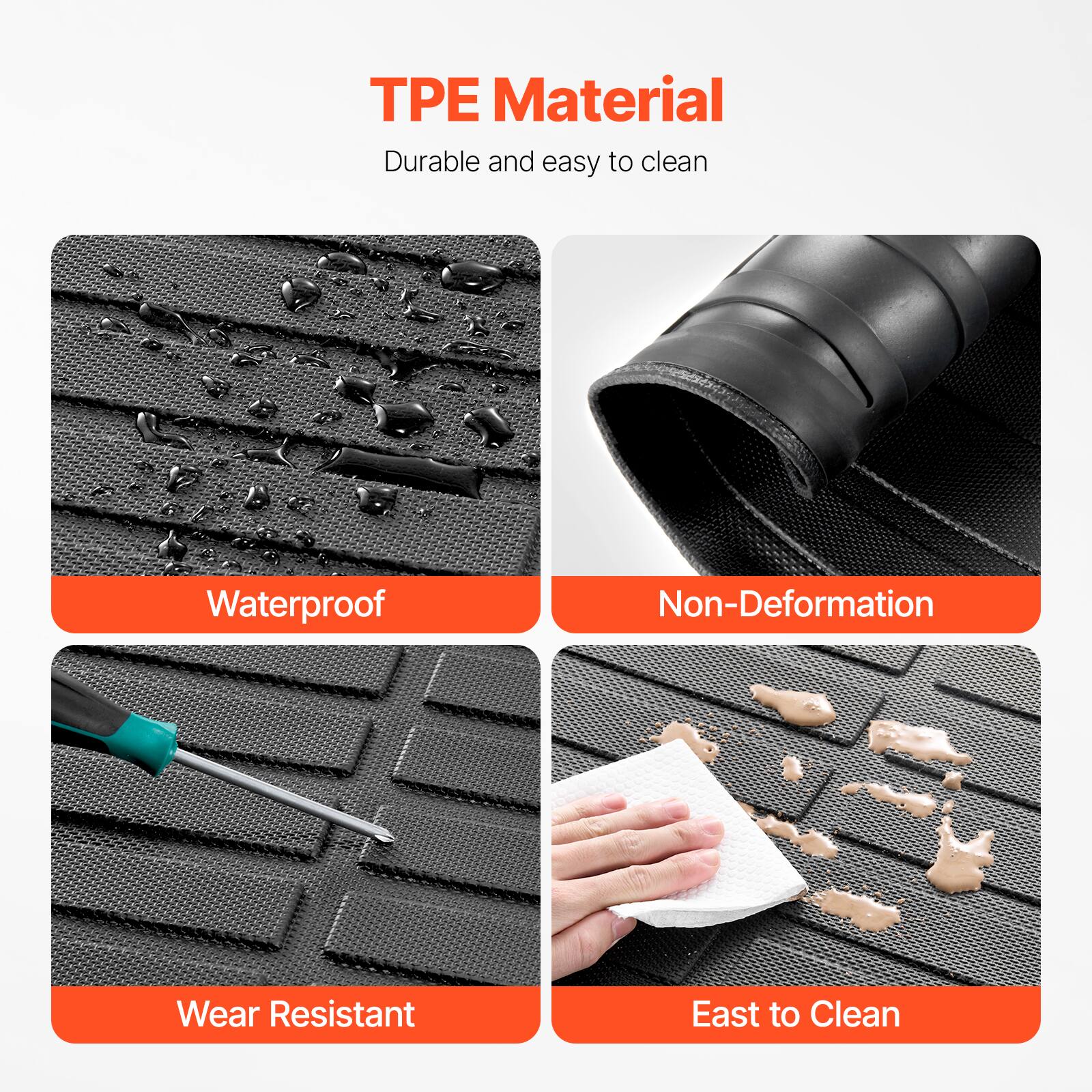 TPE Material  
Durable and easy to clean  

- Waterproof  
- Non-Deformation  
- Wear Resistant  
- Easy to Clean