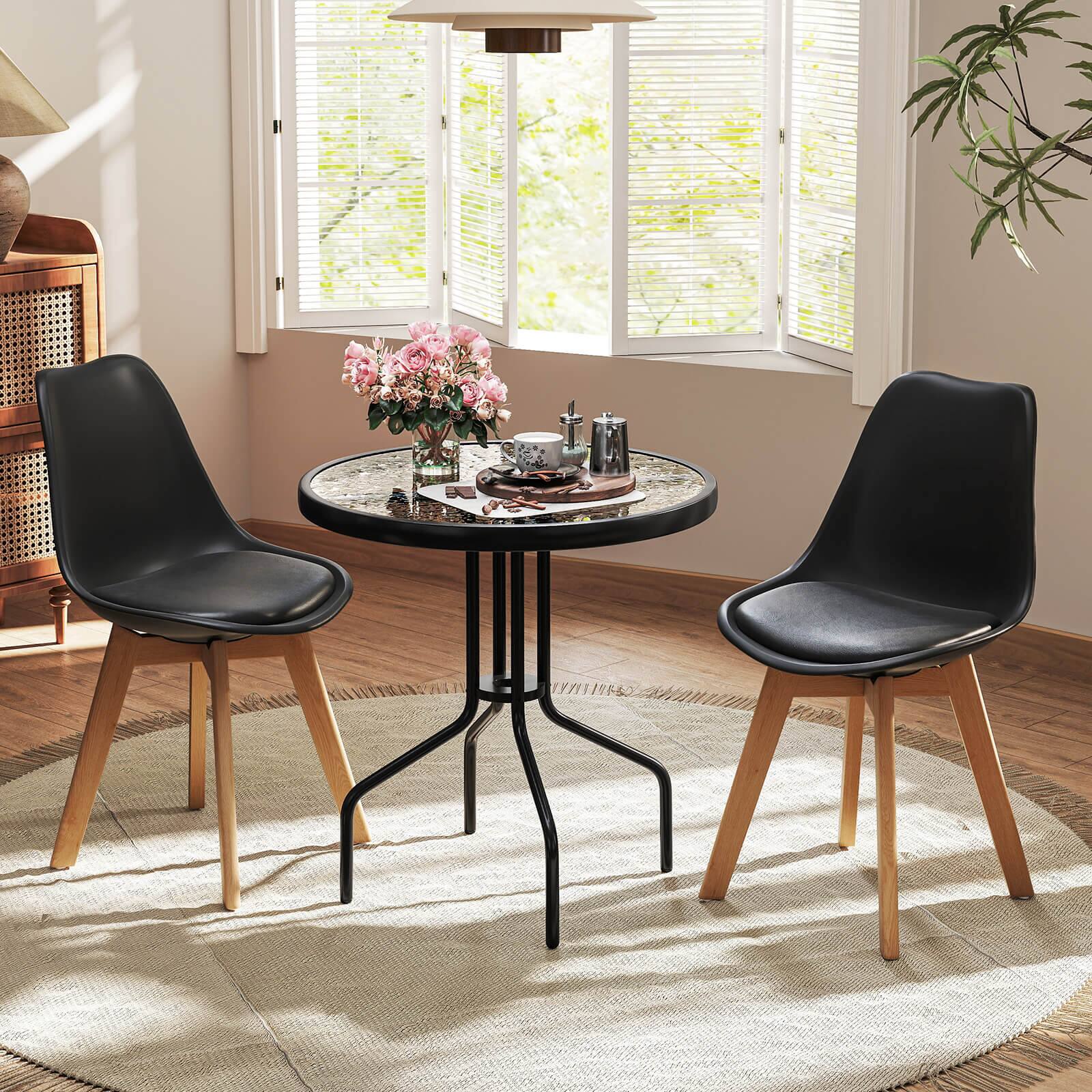 Alt View 5. Costway - Costway 27.5" Patio Bistro Table with Tempered Glass Tabletop 1.57" Umbrella Hole - Black.