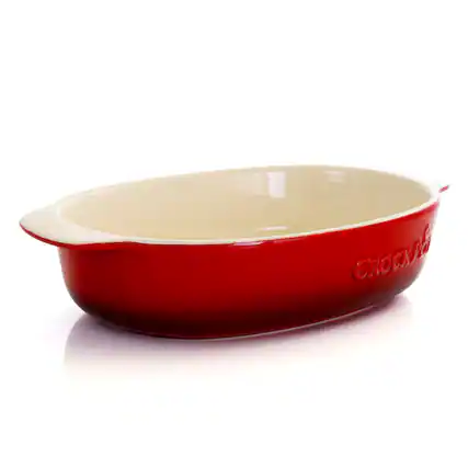 Front. Gibson - Crock Pot 2.5 Quart Red Stoneware Bake Pan - Red.