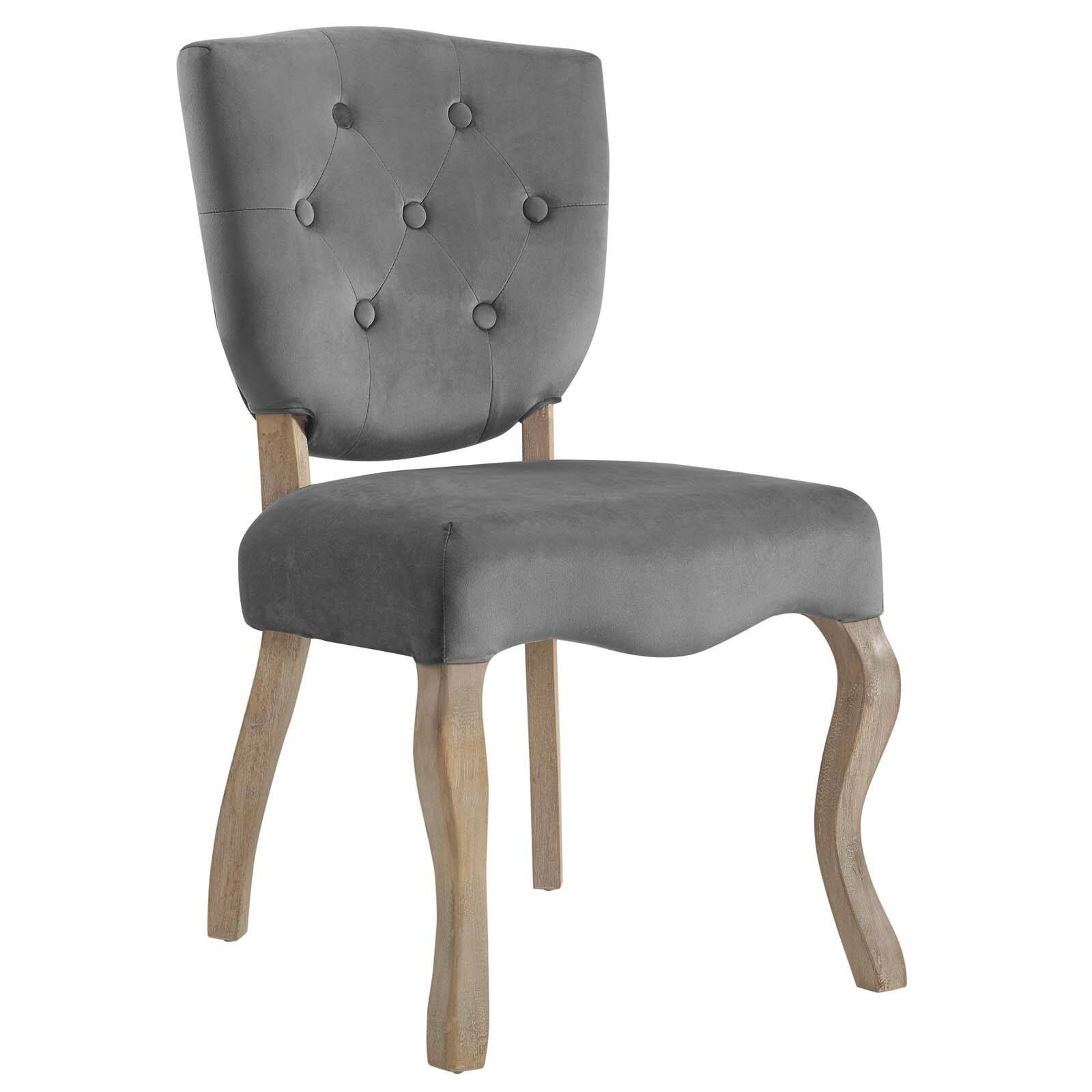 Angle. Modway - Array Vintage French Performance Velvet Dining Side Chair by Modway - Gray.