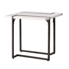 Manhattan Lane - Iry Side End Table, Black Steel Sled Base, 22 Inch - White, Black