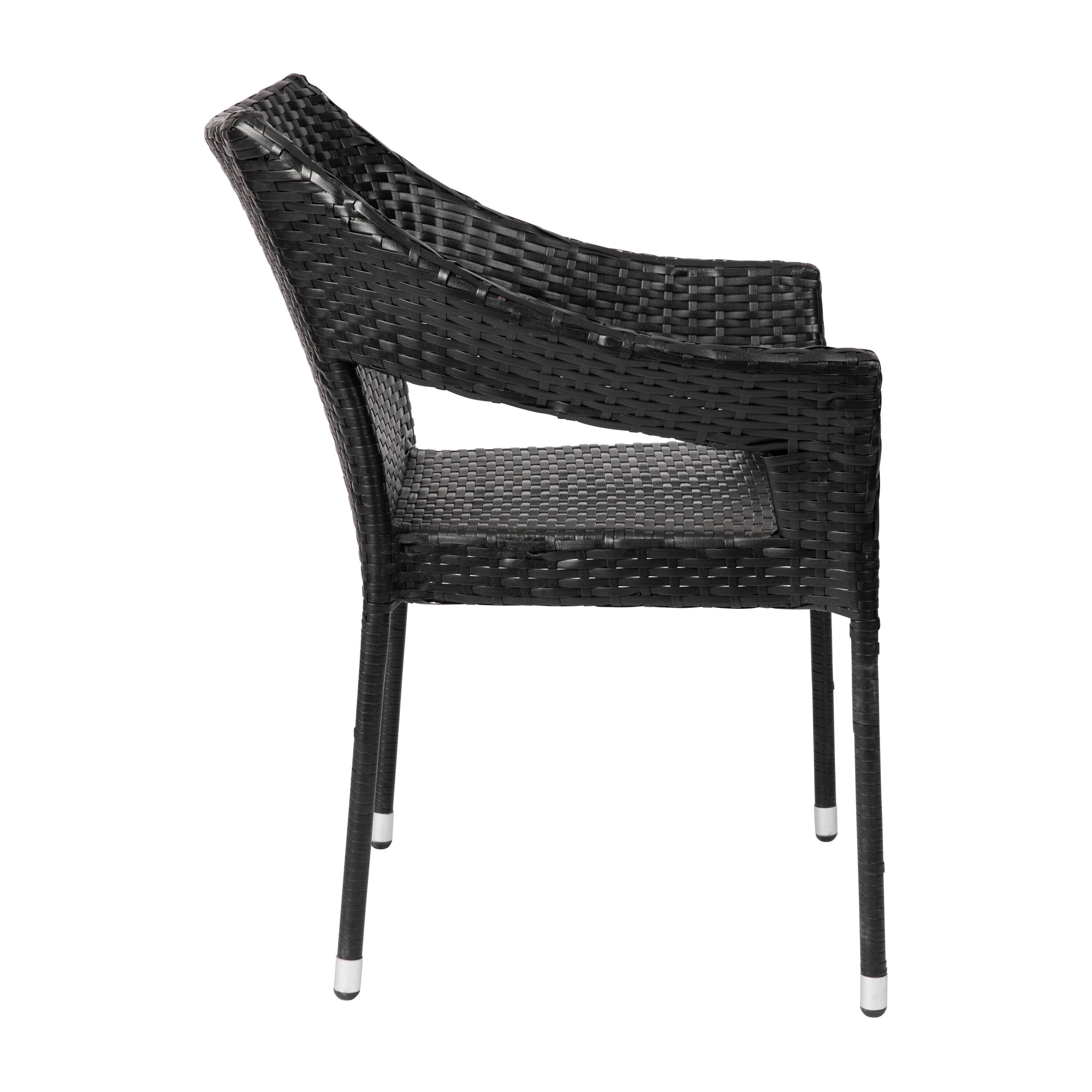 Alt View 8. Emma + Oliver - Embry All-Weather Indoor/Outdoor Stacking Patio Dining Chair with Steel Frame and Weather Resistant PE Rattan - Black.
