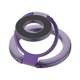 Dteck - Mag Safe Magnetic Phone Ring Stand Three-Foldable Double-Sided Magnet Grip Holder,Car Mount Compatible,Phone Kickstand - Purple
