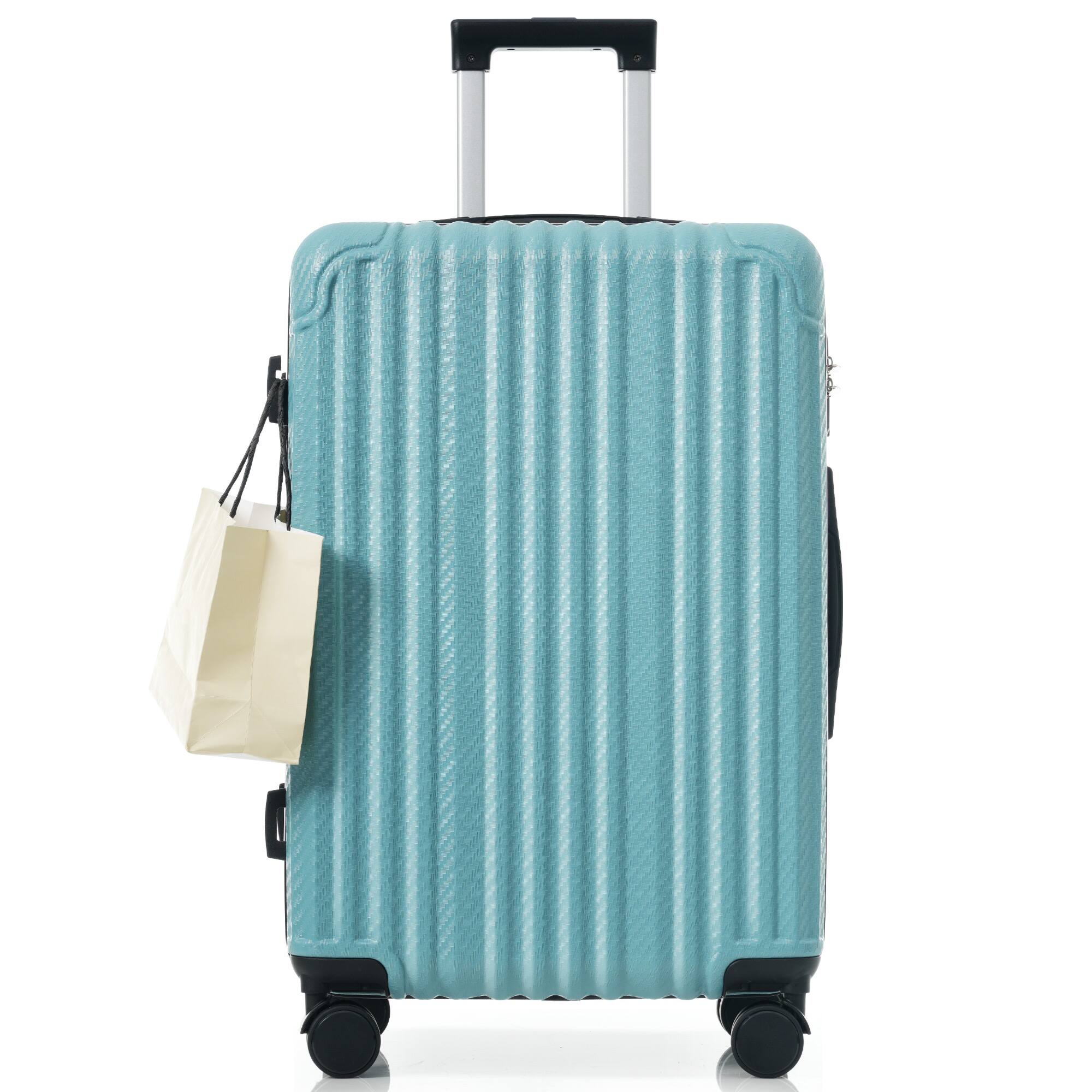 Alt View 7. Ecooso - 6-Piece ABS Hard Shell Luggage Set with Cosmetic Cases, Spinner Wheels, TSA Lock, Side Hooks, 16"/20"/24"/28" - Ice Blue.