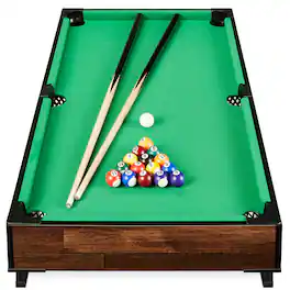 Best Choice Products - 40in Tabletop Billiard Table, Pool Game Table w/ 2 Cue Sticks, Ball Set, Storage Bag - Walnut