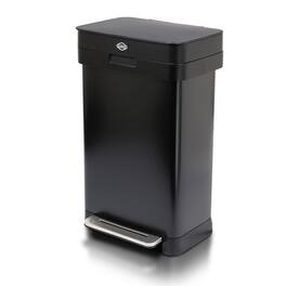 Clorox - Trash Can, 13 Gallon Stainless Steel Garbage Bin with Wide Step, Black - Black/Silver