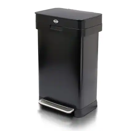 Front. Clorox - Clorox Trash Can, 13 Gallon Stainless Steel Garbage Bin with Wide Step, Black - Black, Silver.