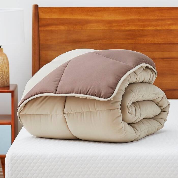 Back. Hivvago - Twin All Seasons Beige/Brown Reversible Polyester Down Alternative Comforter - Beige/Brown.