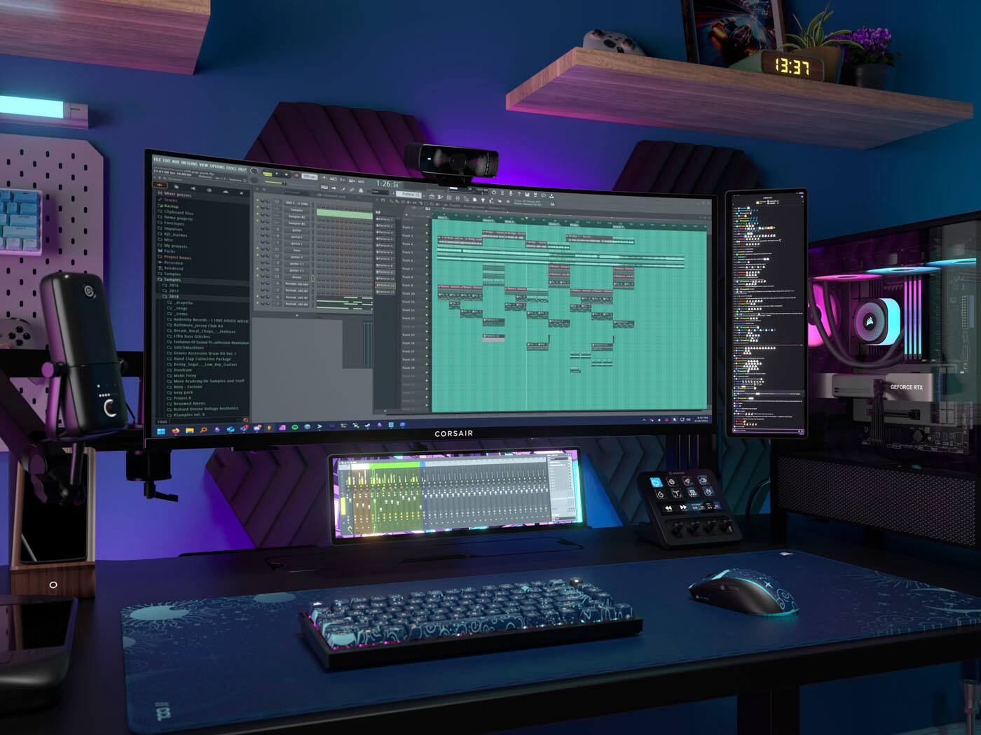 13:37 < . - . 2s - is .o i - | - CORSAIR DEFORCE GAMING MONITOR