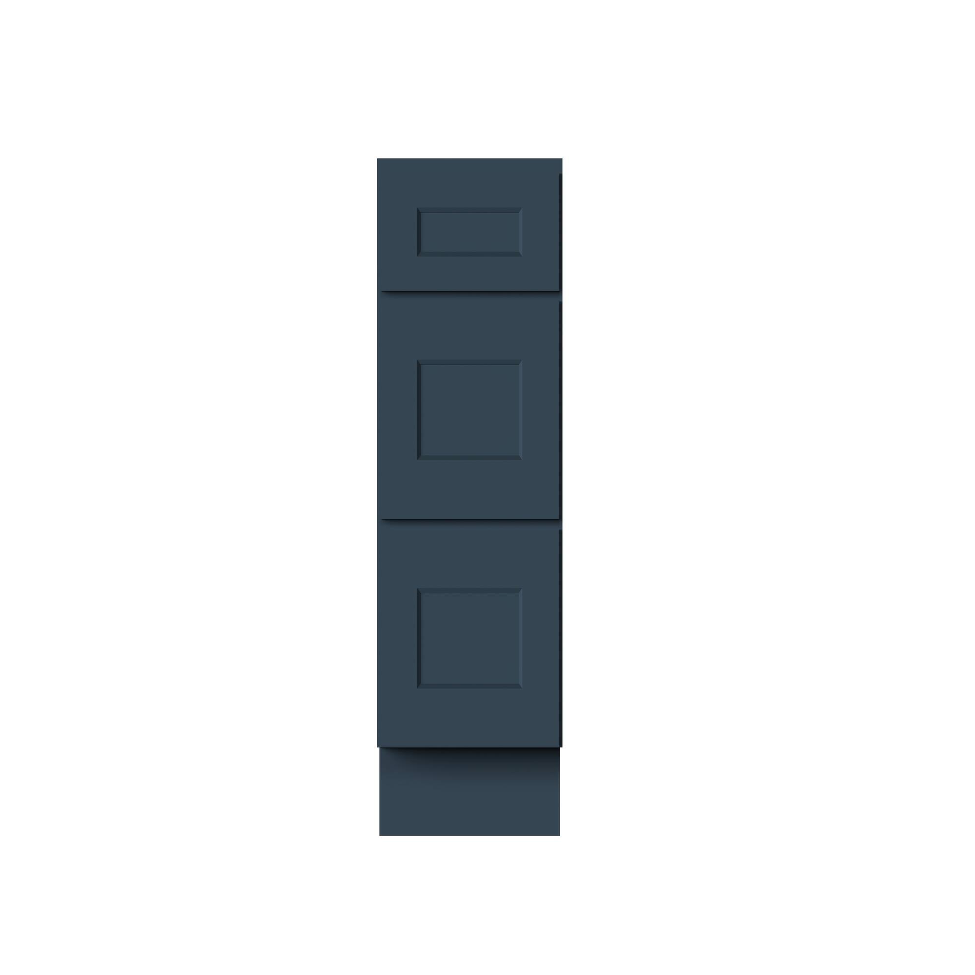 Alt View 1. Boyel Living - 15-in W x 34.5-in H x 24-in D Shaker RTA Kitchen 3-Drawer Base Cabinet with Soft-Close Drawers - Charcoal Blue.