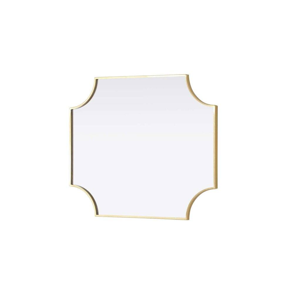 Alt View 1. Elegant Kitchen and Bath - Notched Metal Mirror 27x32 inch in Brass - Brass.