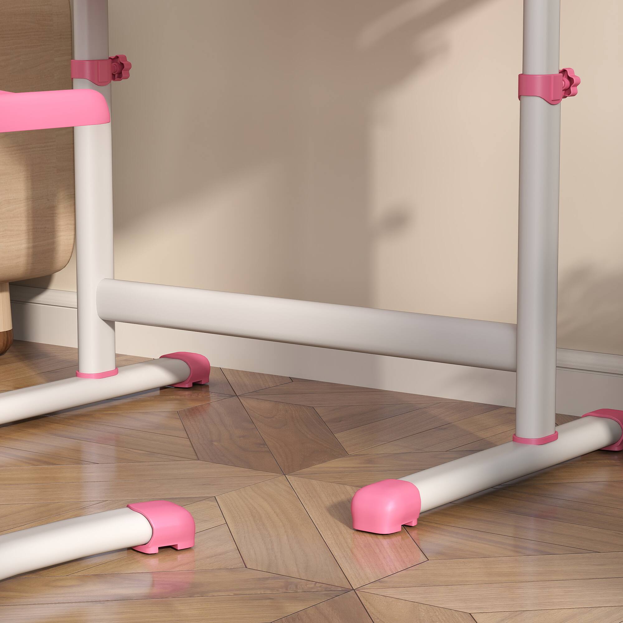 Alt View 5. Qaba - Kids Desk and Chairs Set, Height Adjustable, Children School Study Desk, Tilt Desktop, Storage Drawer, Pen Slot - Pink.