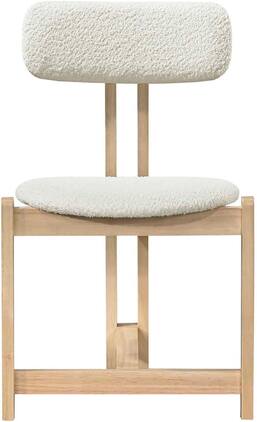 Acanva - Wooden Dining Chairs Set of 2, Modern Boucle Fabric Upholstered Kitchen Side Chair for Kitchen Living Room Office - Oak , Ivory