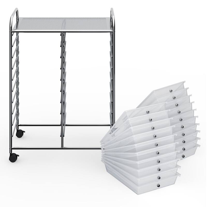 Alt View 3. WELLFOR - 20 Drawer Rolling Storage Cart Organizer,Art & Craft Storage Cart Tools Scrapbook Paper Office School Organizer - Transparent.