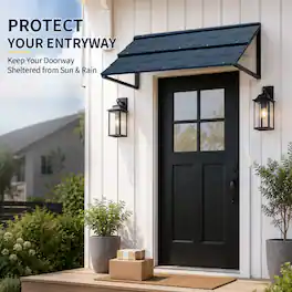 Winado - Metal Awning for Front Door, 52" X 31" Window Awning Heavy-Duty Triangle Steel Frame, for Door - Blue