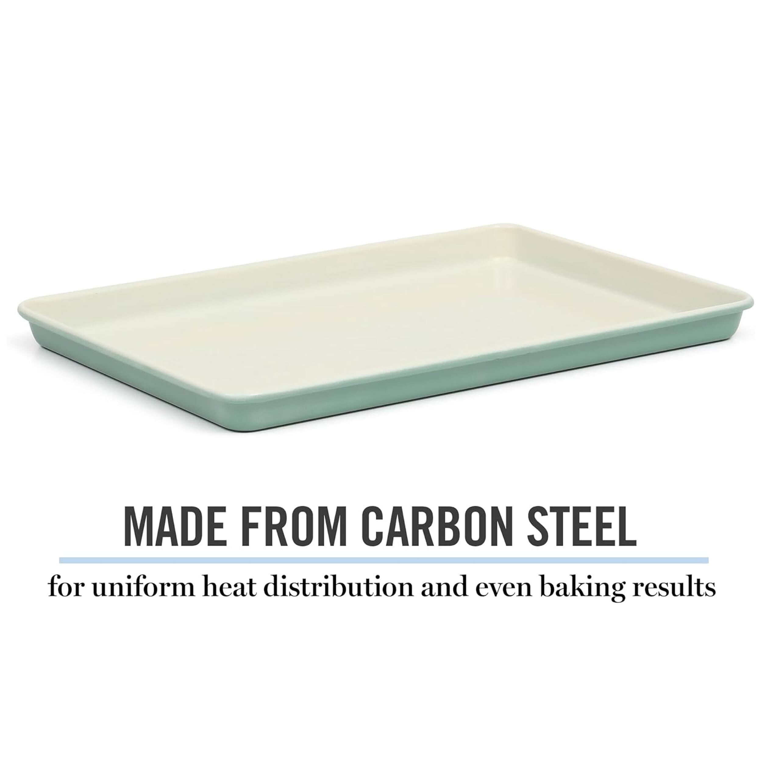 Made from carbon steel for uniform heat distribution and even baking results.