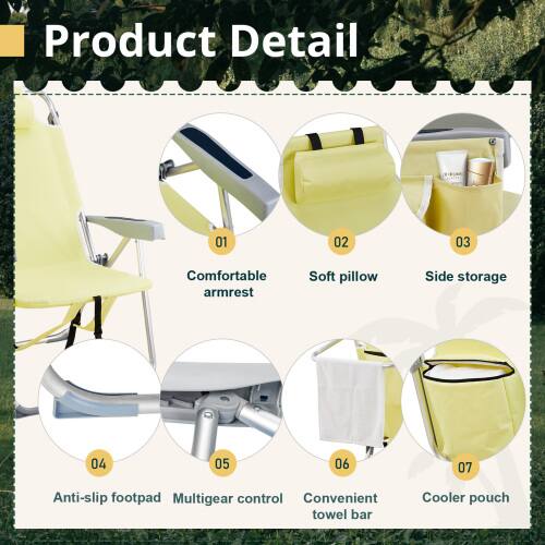 Product Detail

01 Comfortable armrest  
02 Soft pillow  
03 Side storage  
04 Anti-slip footpad  
05 Multigear control  
06 Convenient towel bar  
07 Cooler pouch