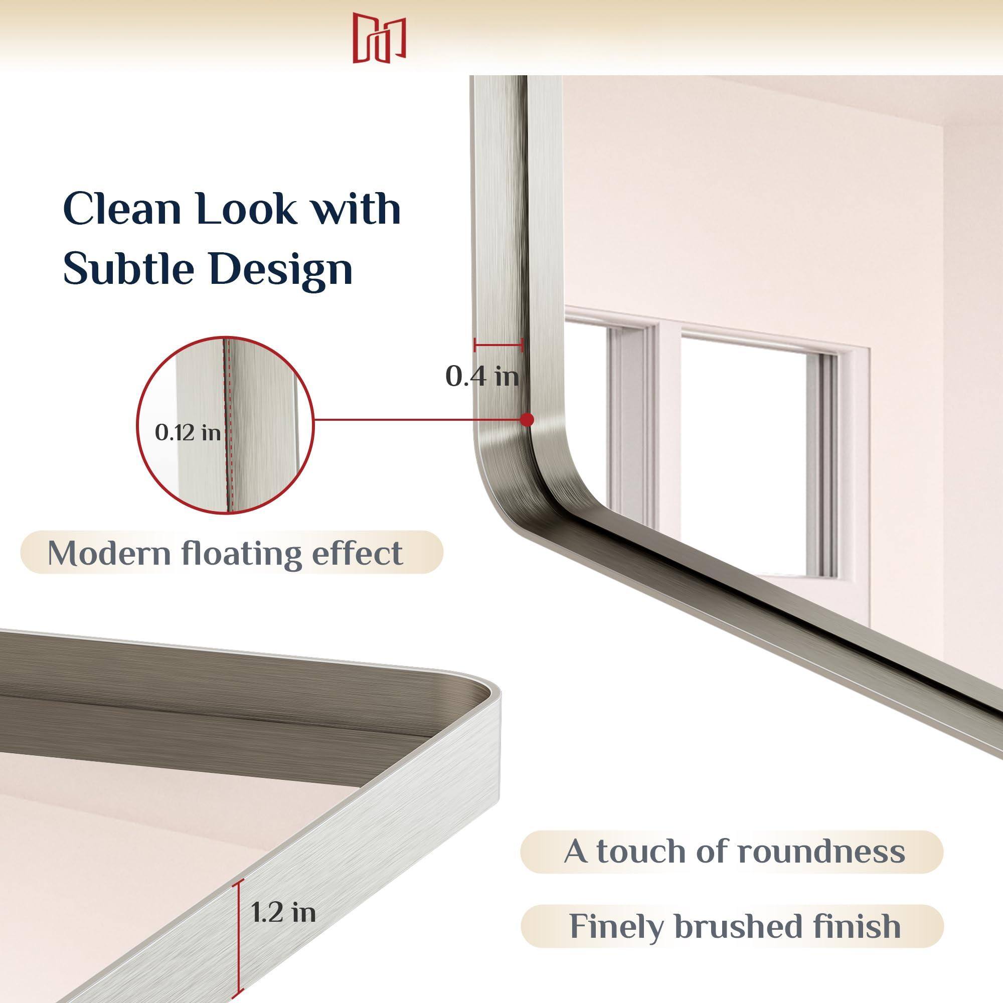 Clean Look with Subtle Design

- 0.4 in
- 0.12 in
- Modern floating effect
- 1.2 in
- A touch of roundness
- Finely brushed finish