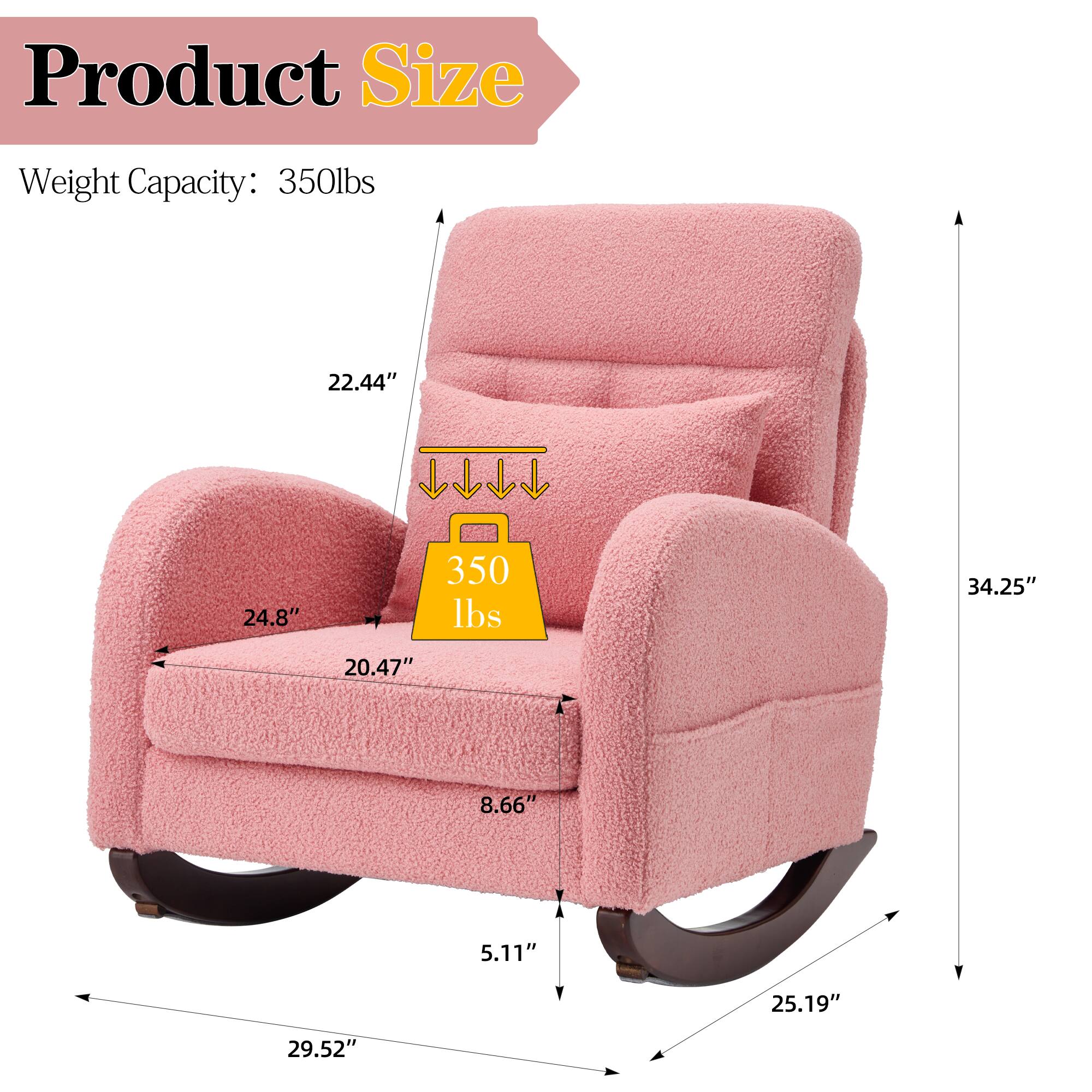 Product Size  
Weight Capacity: 350lbs  

- Height: 34.25"  
- Width: 29.52"  
- Depth: 25.19"  
- Seat Height: 22.44"  
- Seat Width: 24.8"  
- Seat Depth: 20.47"  
- Armrest Height: 8.66"  
- Armrest Width: 5.11"