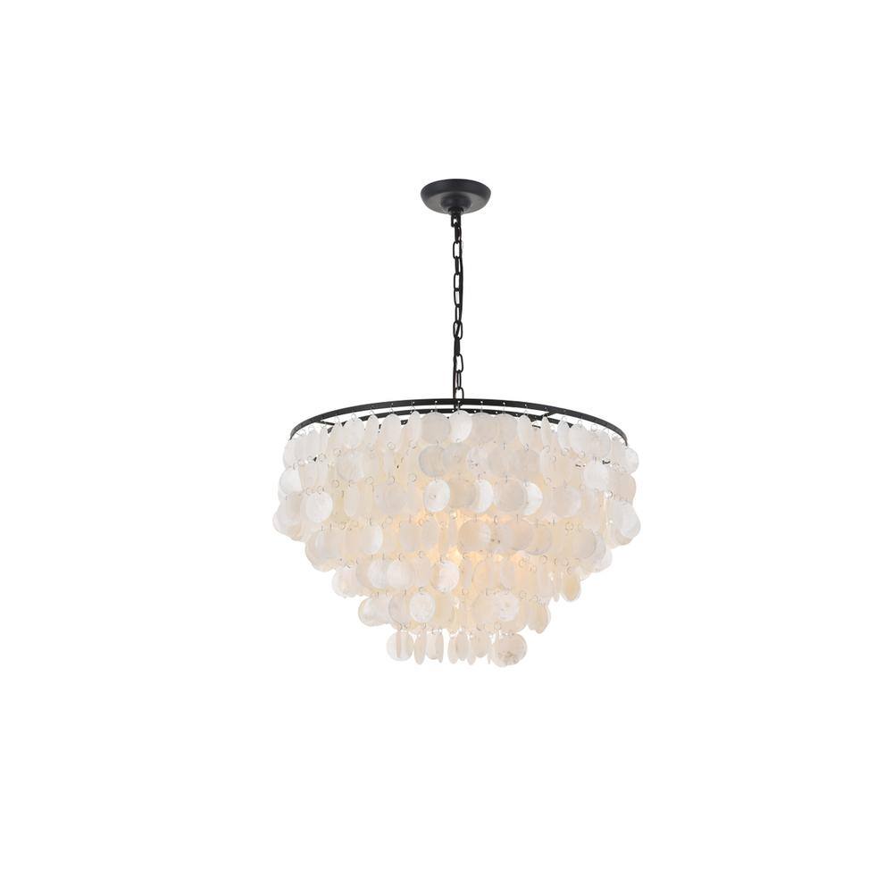 Alt View 4. Living District - Selene 6 light Black Pendant - Black And White.