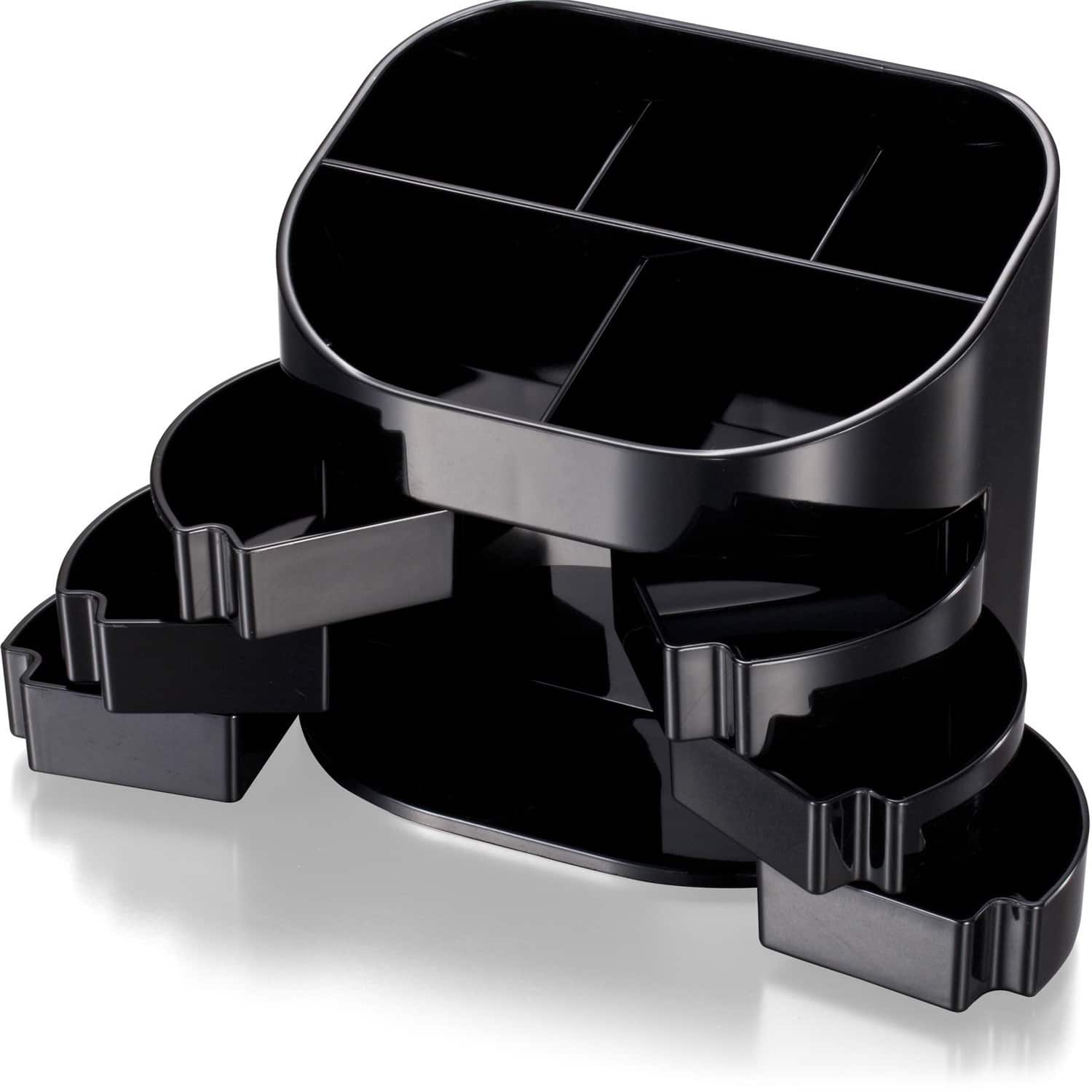 Officemate - Double Supply Desktop Organizer 11 Compartment 4.50" x 5" x 3.75" Desktop Non skid Base Plastic - Black