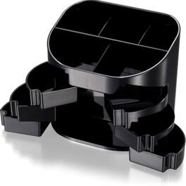 Officemate - Double Supply Desktop Organizer 11 Compartment 4.50" x 5" x 3.75" Desktop Non skid Base Plastic - Black