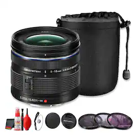 OM System - M.Zuiko Digital ED 9-18mm f/4-5.6 II Lens Micro Four Thirds Wide Zoom(Bundle) - Black