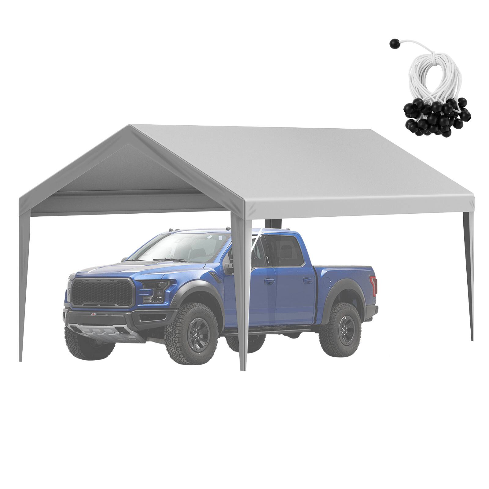 Alt View 5. VEVOR - Carport Replacement Canopy Cover 10 x 20 ft, Garage Top Tent Shelter Tarp Heavy-Duty Waterproof & UV Protected - Grey.
