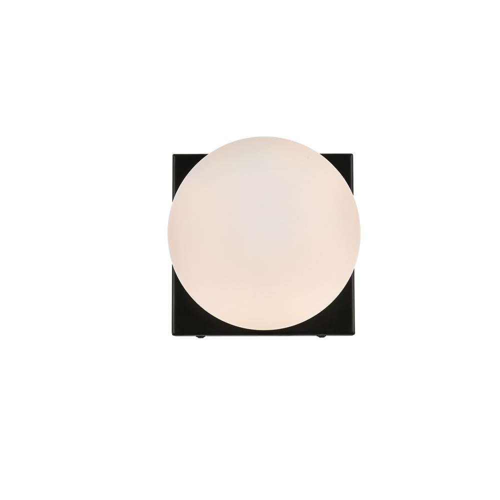 Angle. Living District - Jaylin 1 light Black and frosted white Bath Sconce - Black And Frosted White.