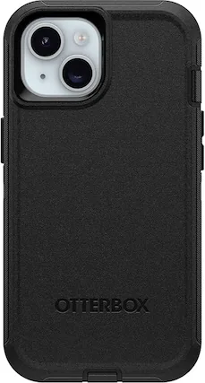 Front. OtterBox - OtterBox - Defender Series Hard Shell For Apple iPhone 15, Apple iPhone 14, And Apple iPhone 13 - Black - Black.