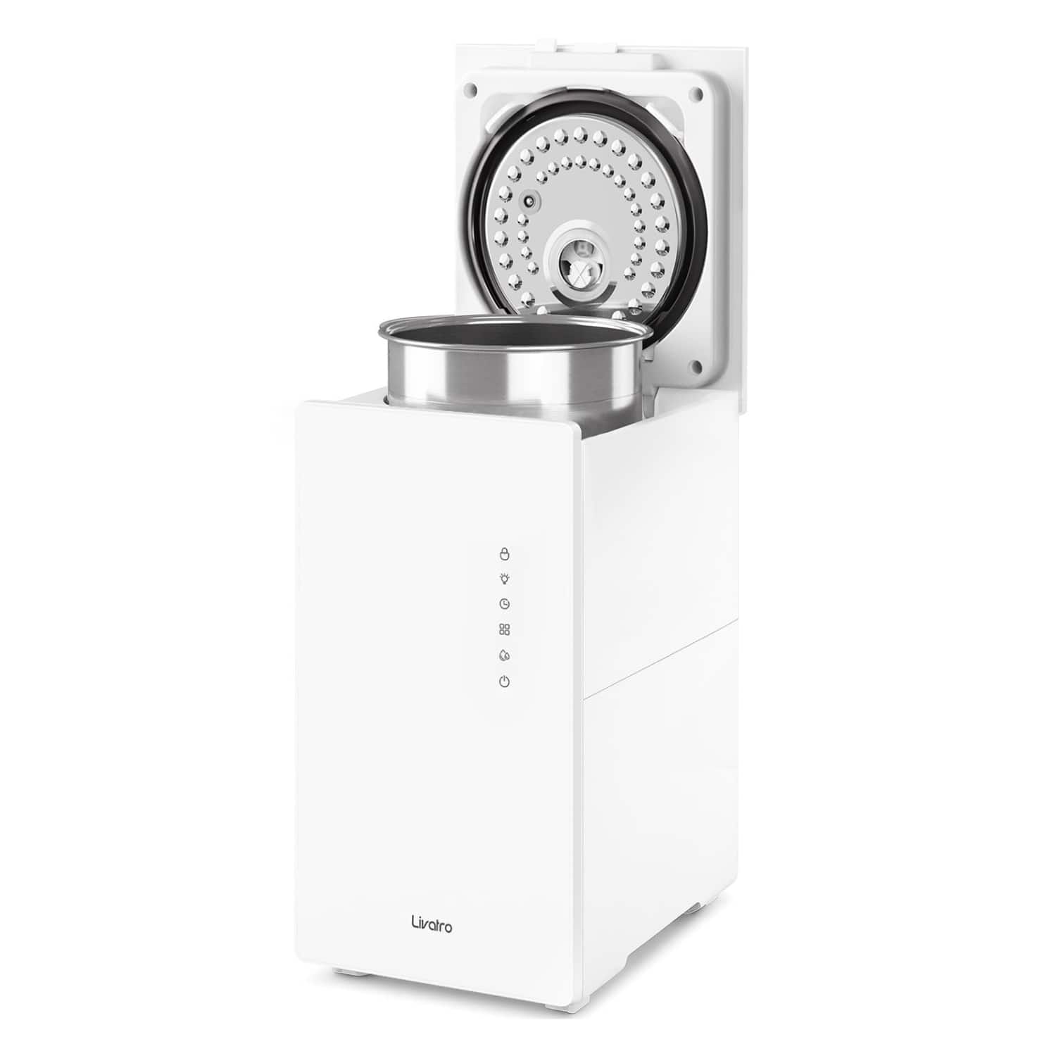 Front. Livatro - 6L Stainless Steel Warm Mist Humidifier, Easy-Clean Steam Humidifier with Sleep Mode & Auto Shut-Off - White.