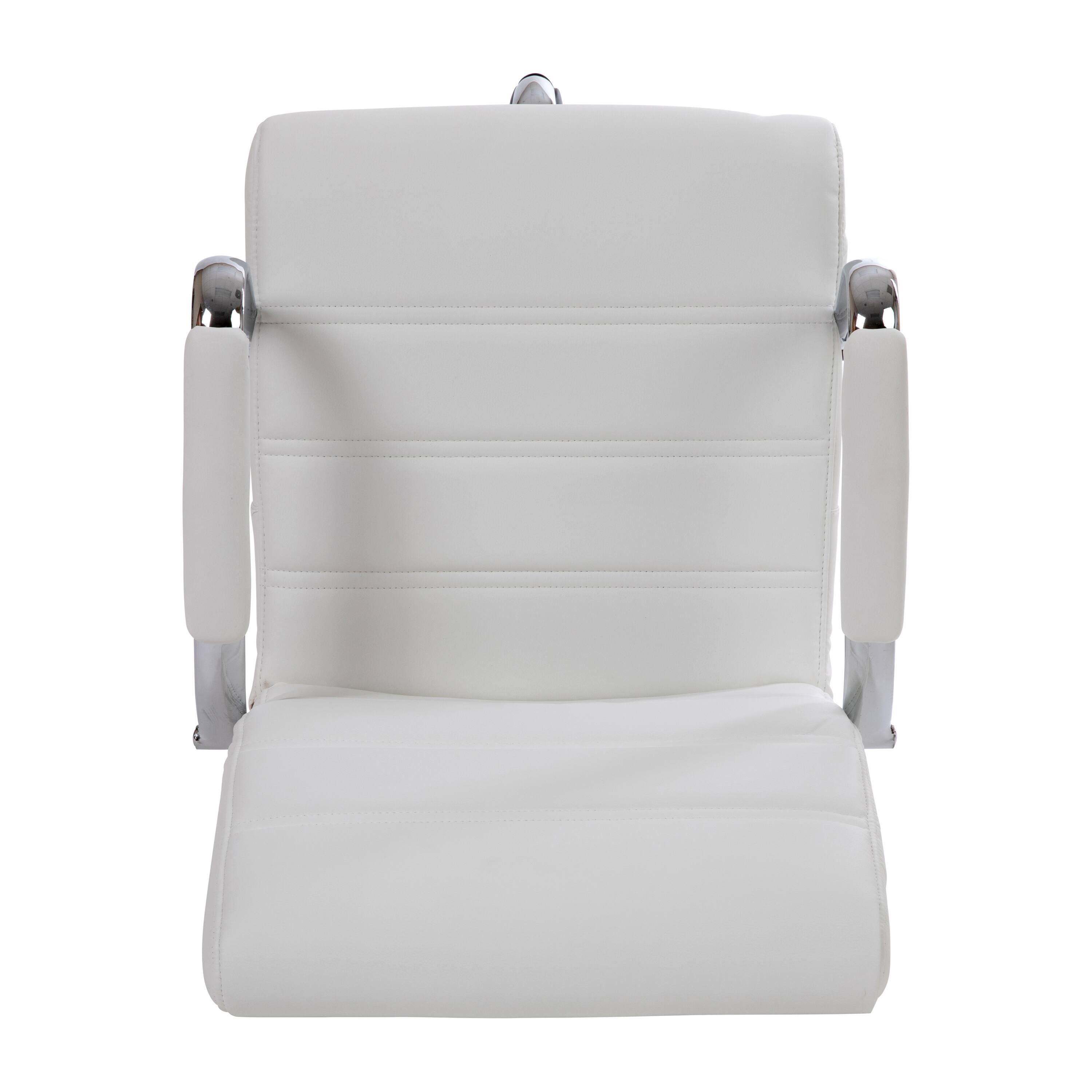 Alt View 8. Emma + Oliver - Mid-Back LeatherSoft Drafting Chair with Adjustable Foot Ring and Chrome Base - White.