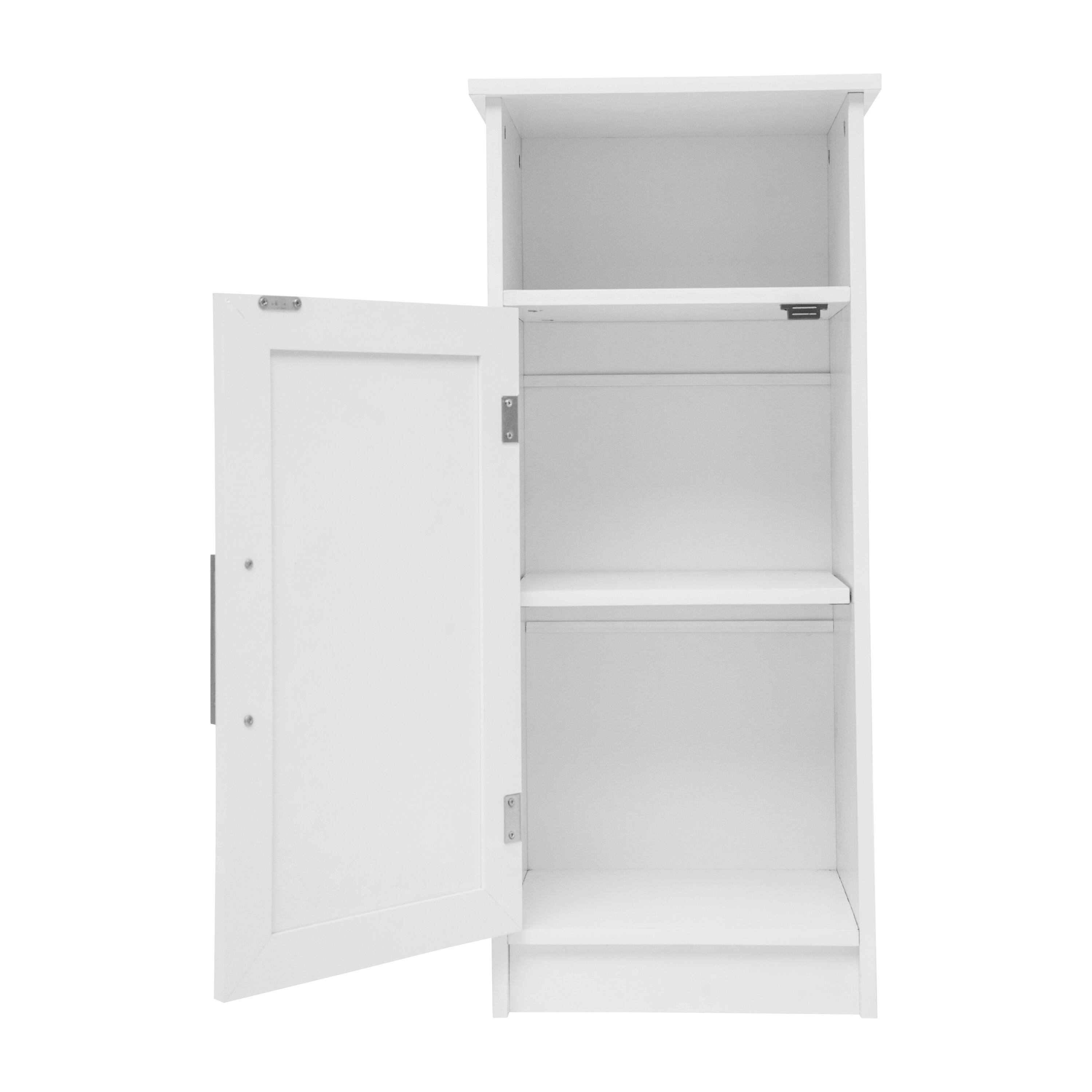 Alt View 9. Emma + Oliver - Vesta Bathroom Storage Cabinet Organizer with Adjustable In-Cabinet Shelf, Magnetic Closure Door, and Upper Open Shelf - White.
