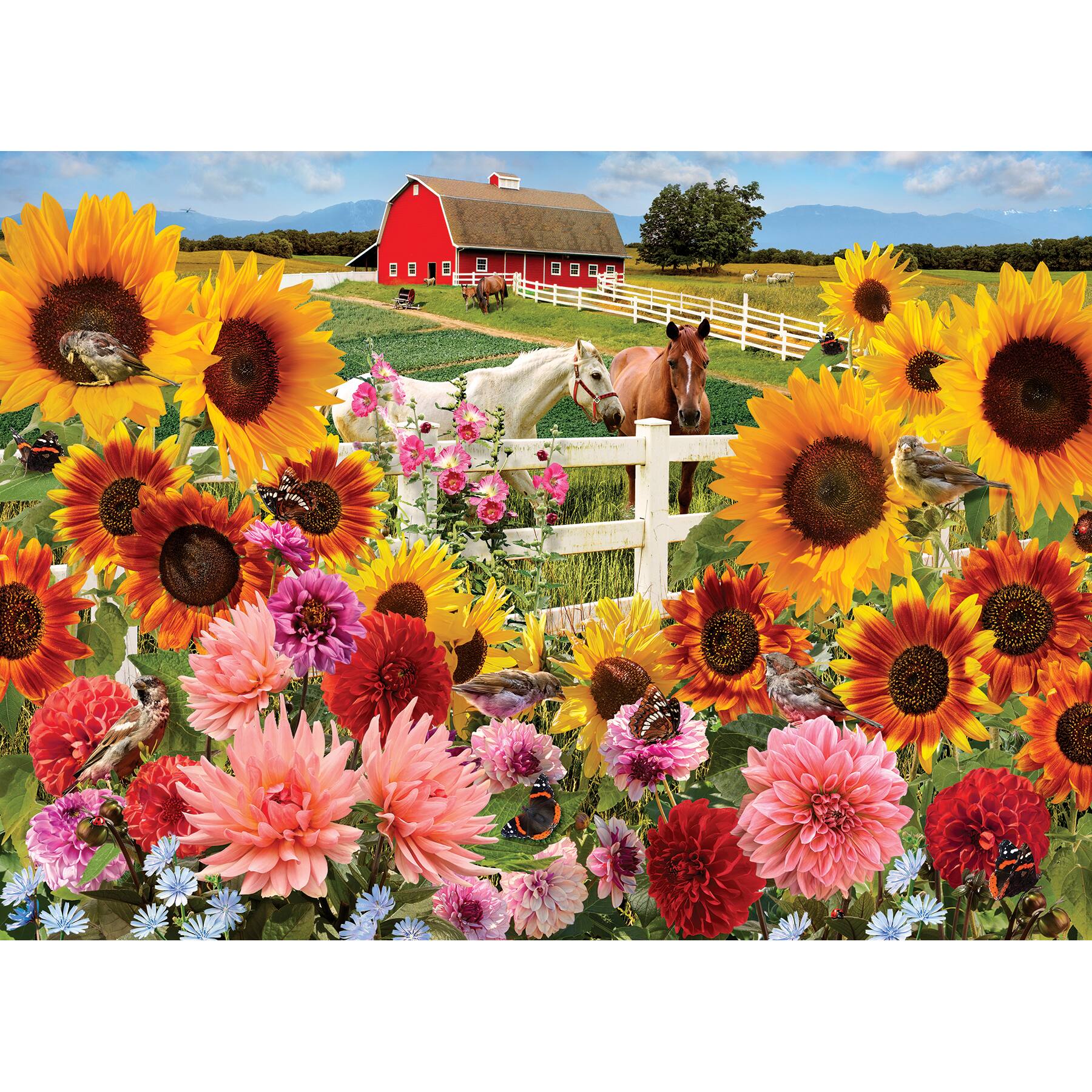 Angle. Outset Media - Outset Media: Cobble Hill: Sunflower Farm 1000 Piece Puzzle.